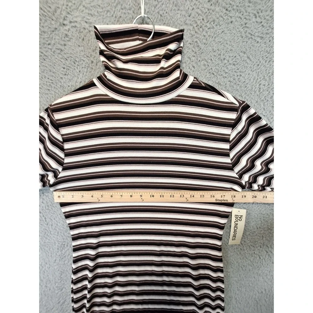 No Boundaries Knit‎ Sweater Dress Womens L Multi Striped Long Sleeve Turtleneck